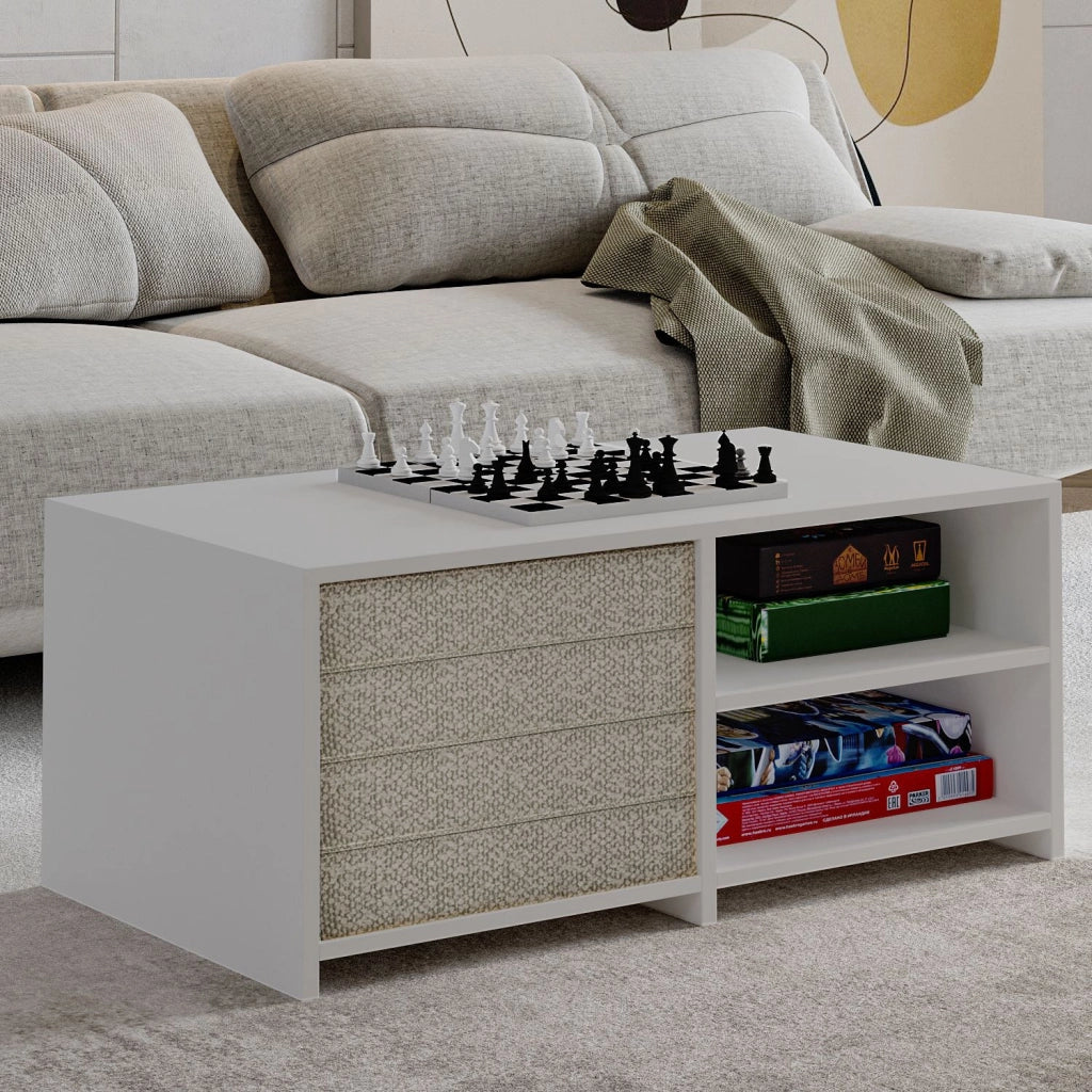 Tavolino in legno "Gord" - 90 x 45 x 44 cm - Bianco