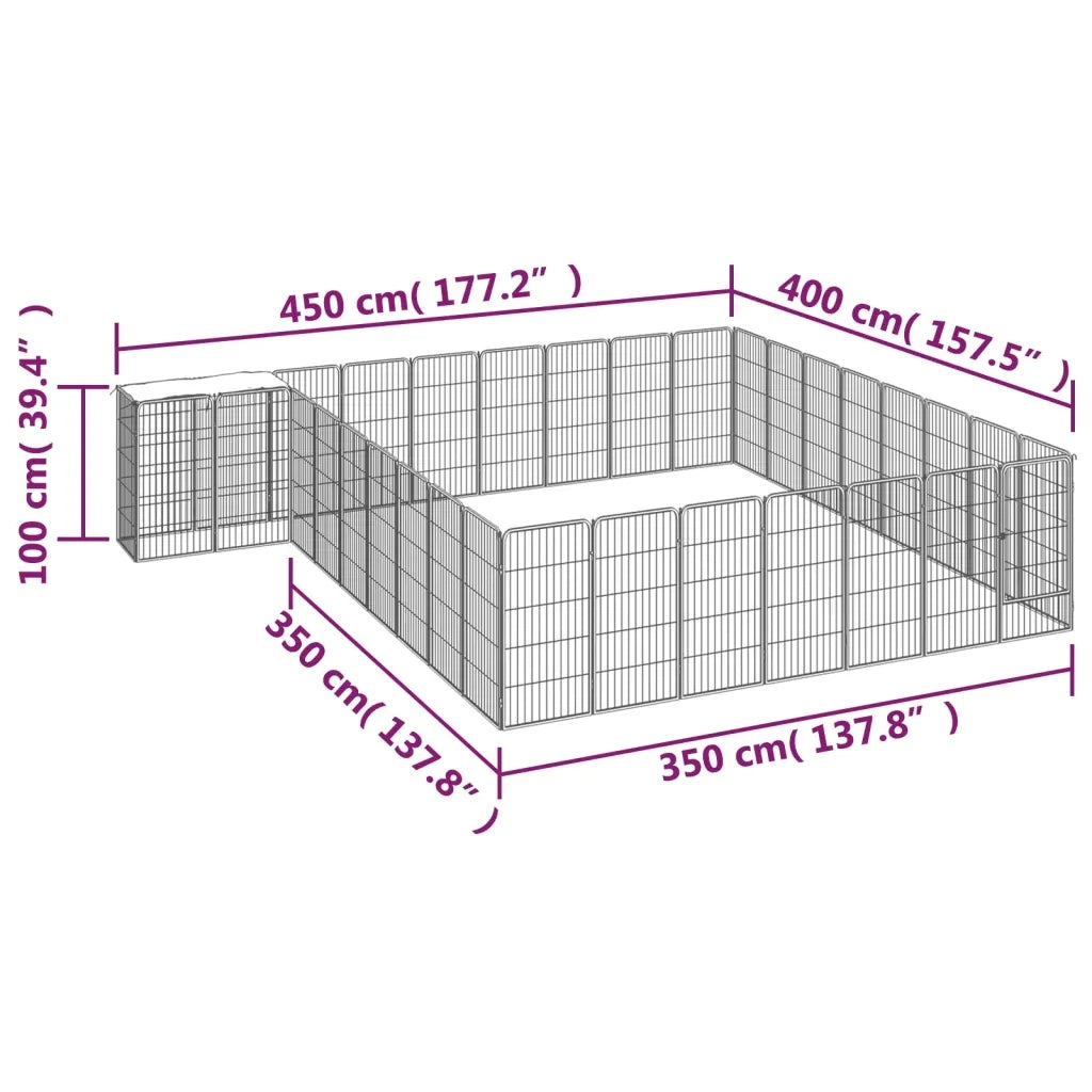 Box Cani 34 Pannelli Nero 50x100 cm Acciaio Verniciato Polvere 3115954