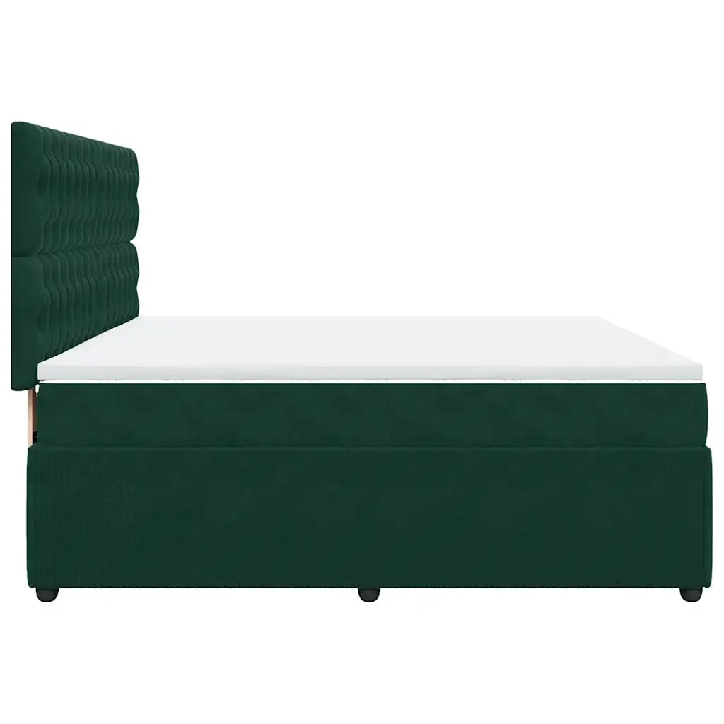 Giroletto a Molle con Materasso Verde Scuro 180x200 cm Velluto
