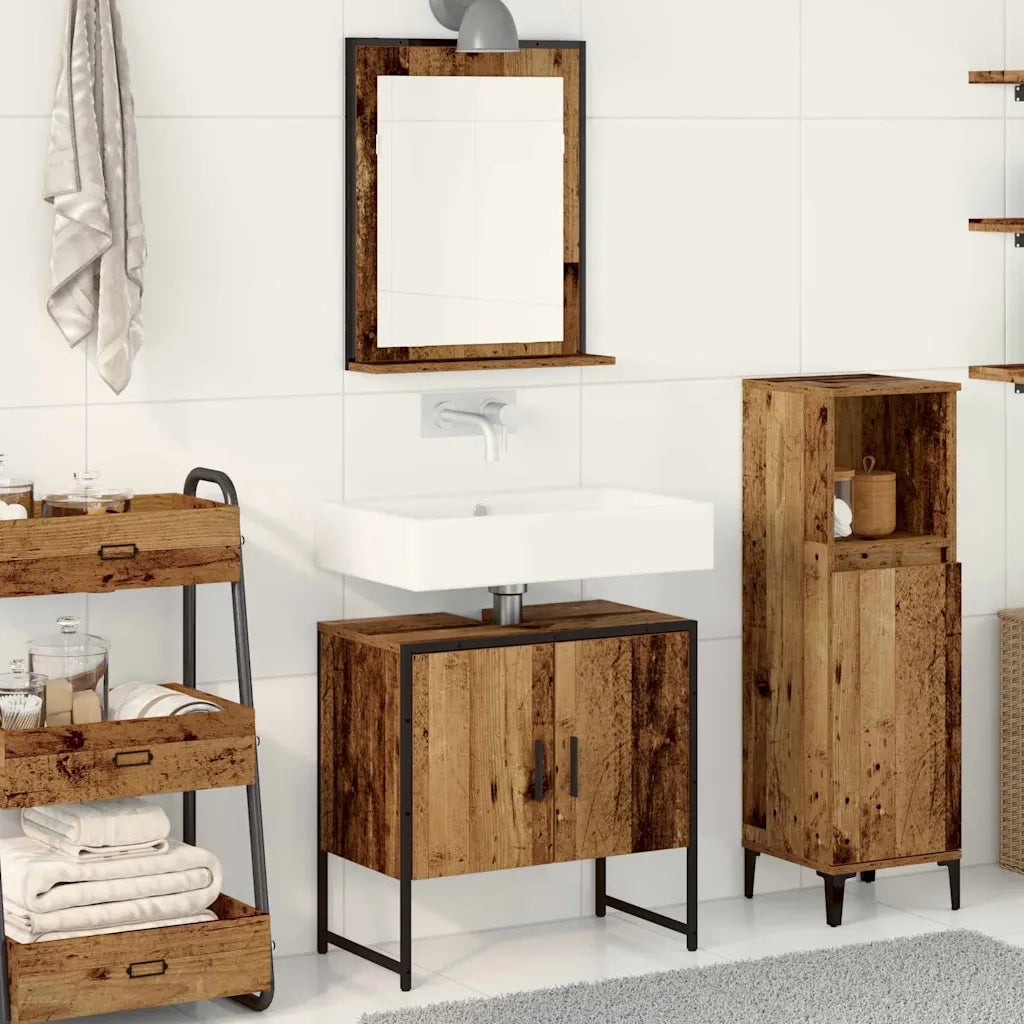 Set di mobili per il bagno 2 pcs Marrone Legno multistrato 3334327