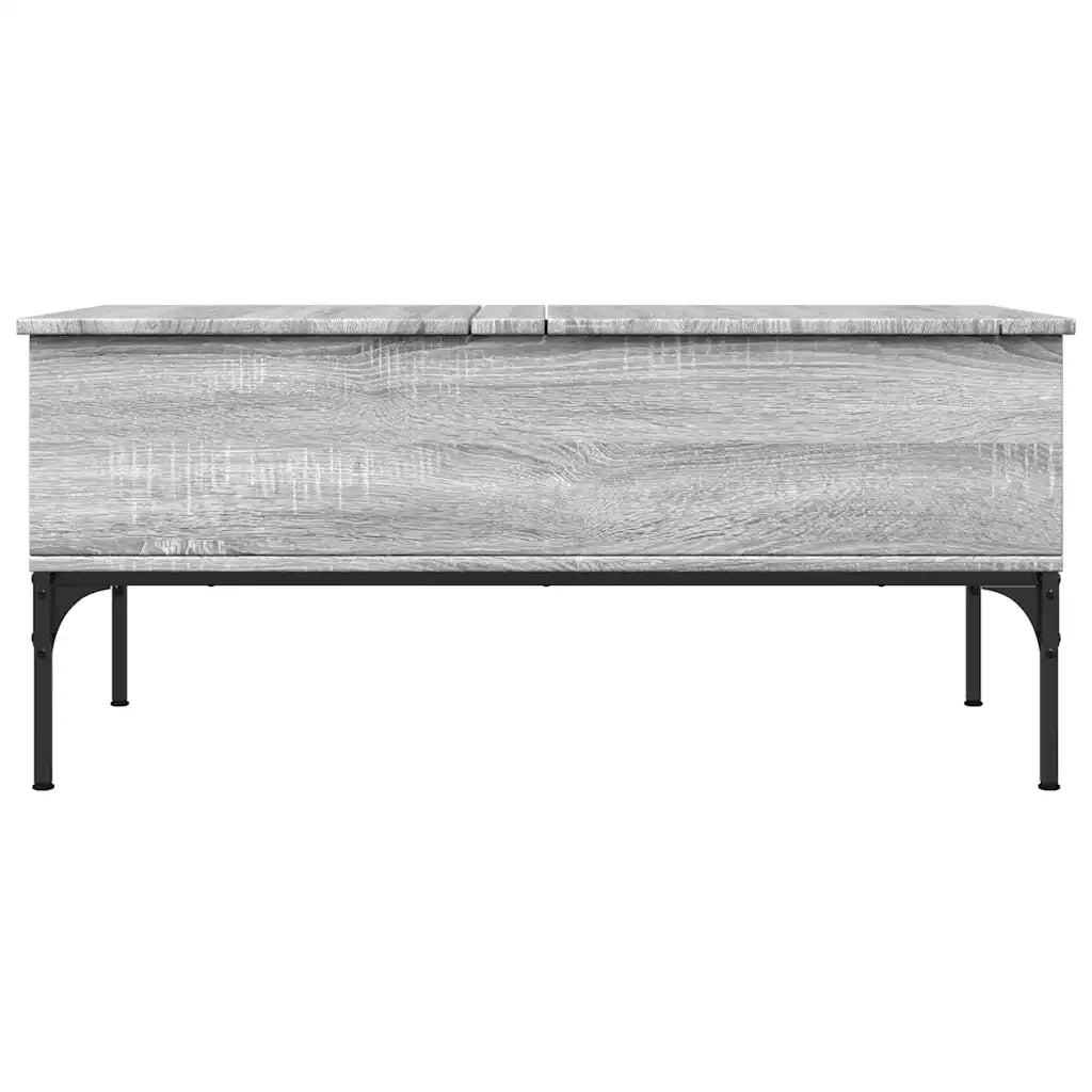 Tavolino Grigio Sonoma 100x50x45 cm Legno Multistrato e Metallo