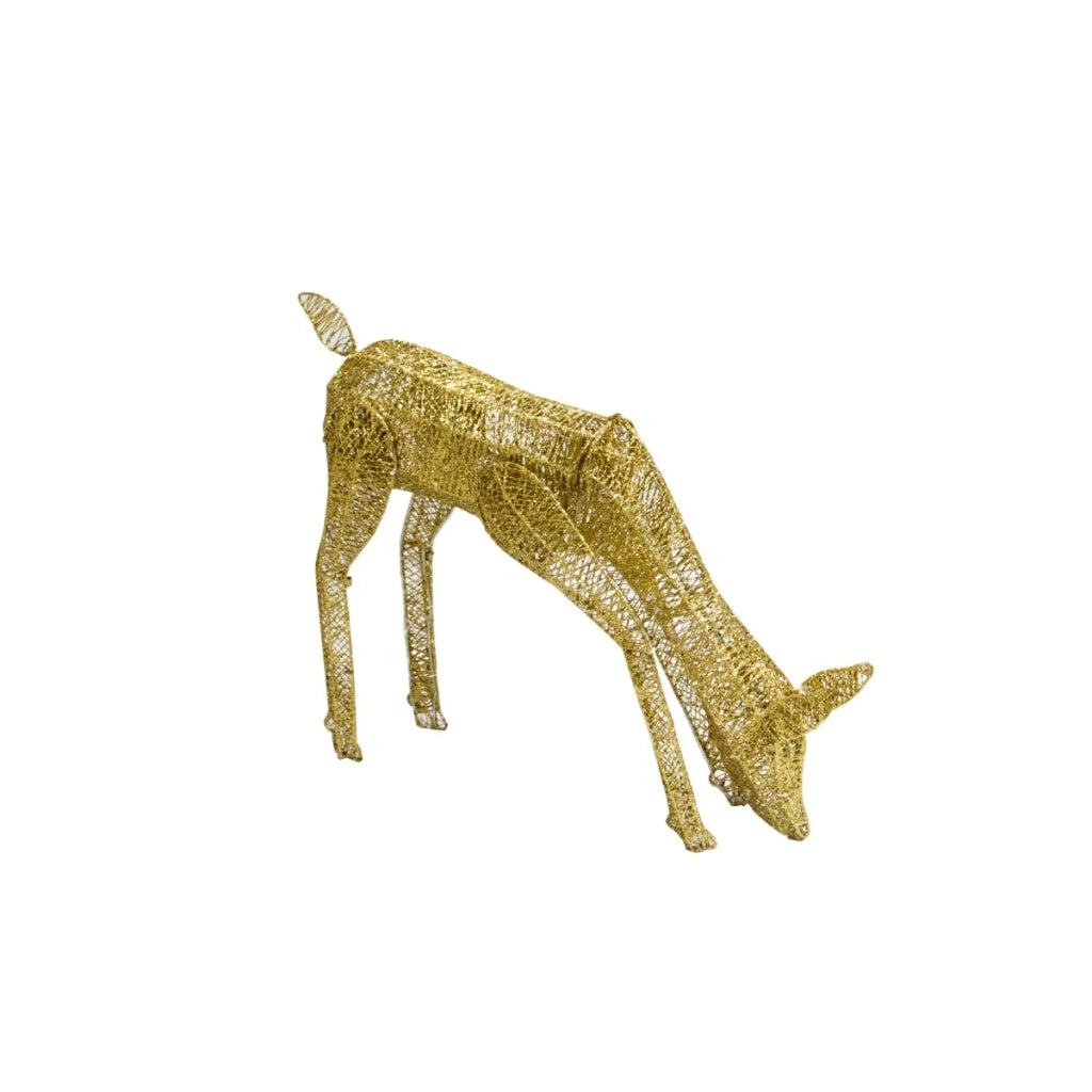 Renna di Natale Luminosa Decorazione da Esterno per la Casa Luci LED Bianco Ghiaccio Figura Luminosa Luci di Natale - Femmina - Oro