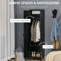 Armadietto Metallico Stile Industriale a un'Anta per Ingresso e Camera, 43x50x180cm, Nero