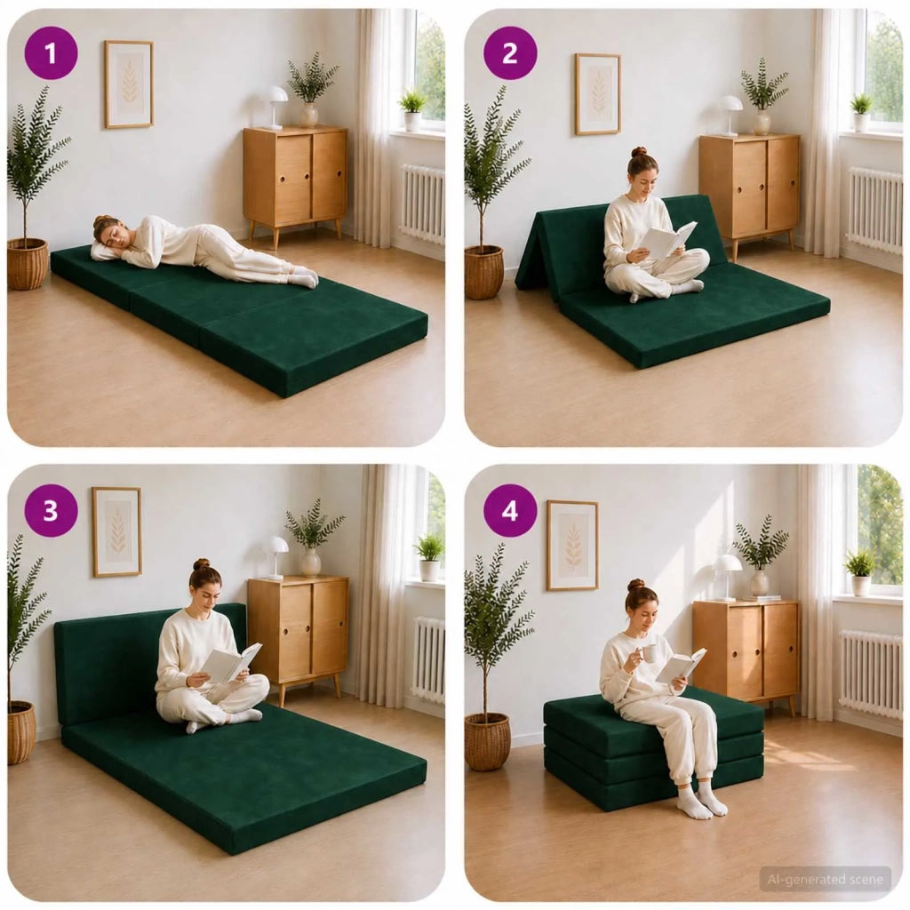 Divano Letto Pieghevole 80 x 67 x 45 cm Verde Scuro 900181