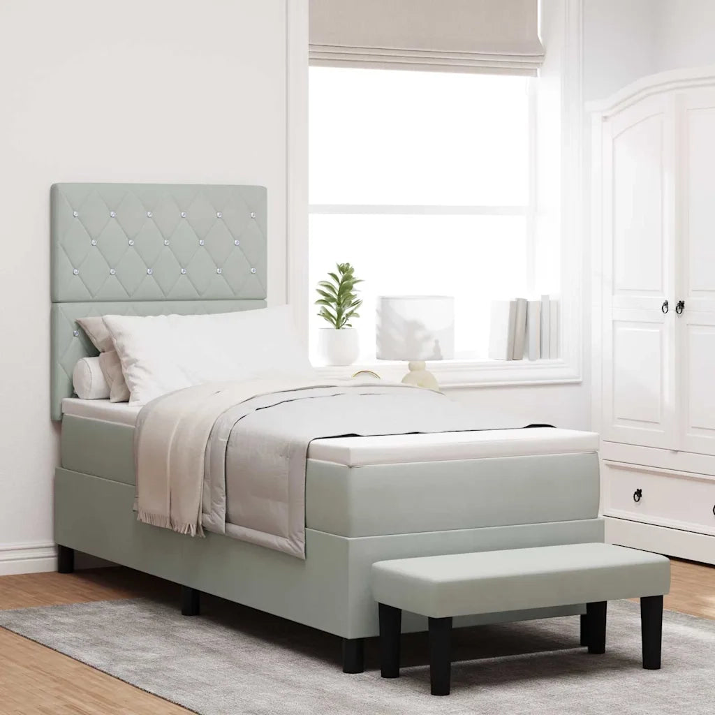 Letto a molle con materasso Grigio chiaro 80 x 200 cm Velluto