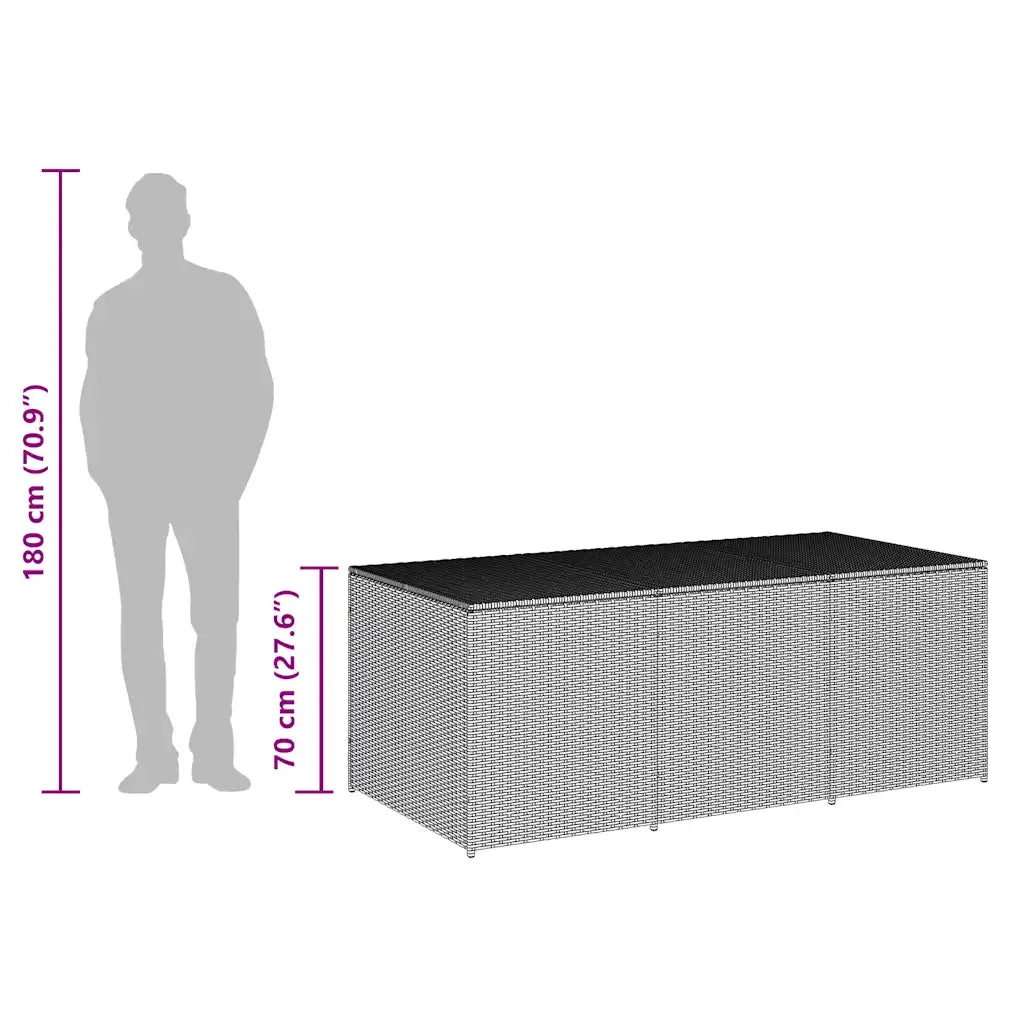 Baule da Giardino in Polyrattan 180x90x70 cm Marrone 46478