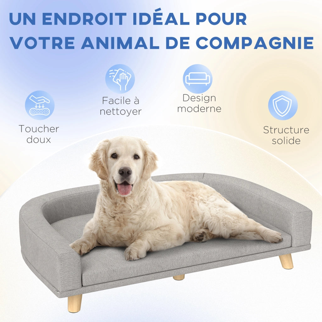 Letto per cani grande con cuscino lavabile ¨C zephmum ¨C grigio 98x67x25 cm