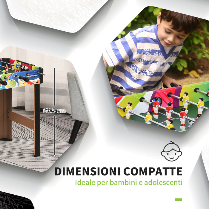 Calcio Balilla 86.5x43.5x63 cm con 2 Tabelloni Segnapunti in Legno Acciaio Inox e Plastica Multicolore