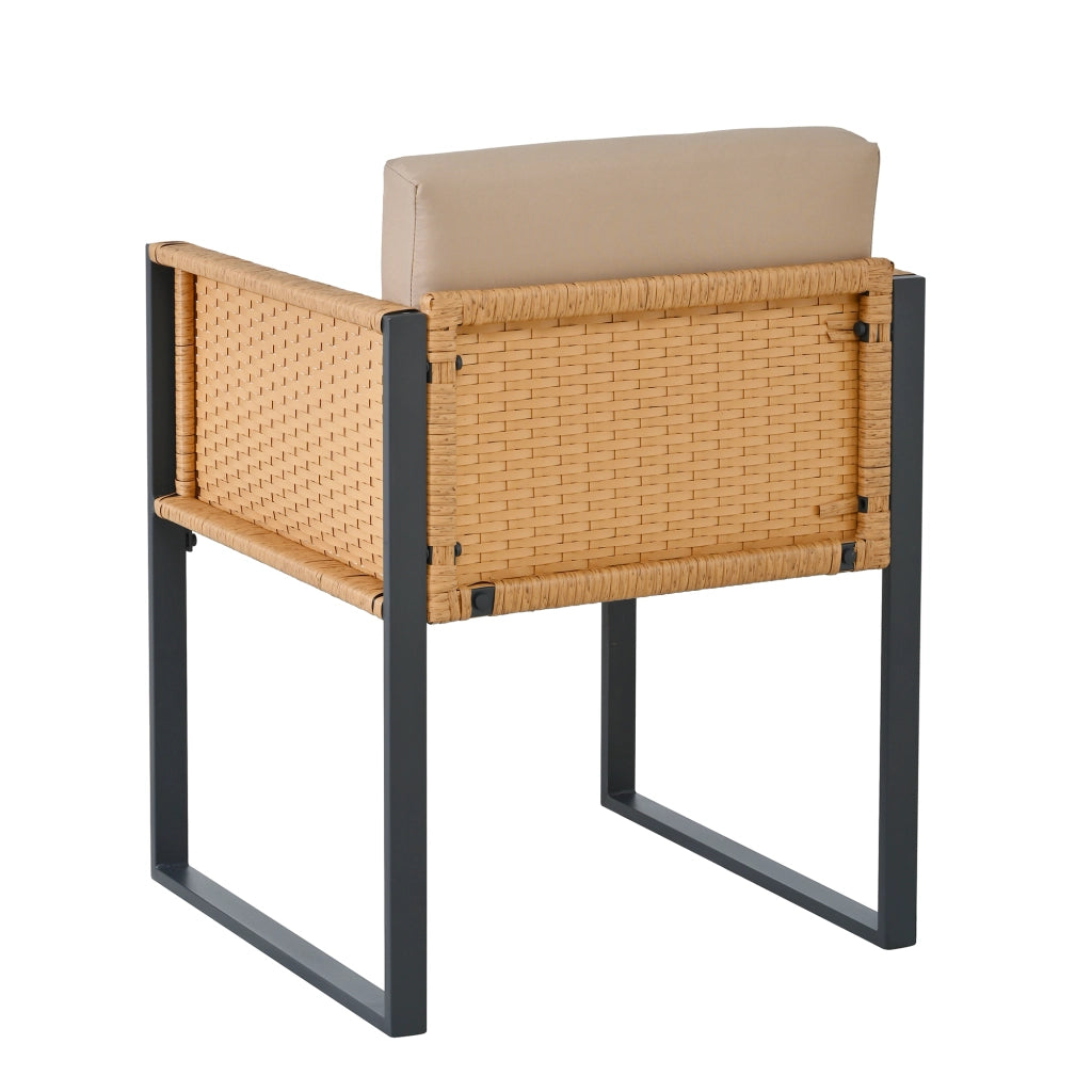 Set tavolo e sedie da giardino con tavolo e 6 sedie, cuscini sfoderabili in rattan PE nero e marrone