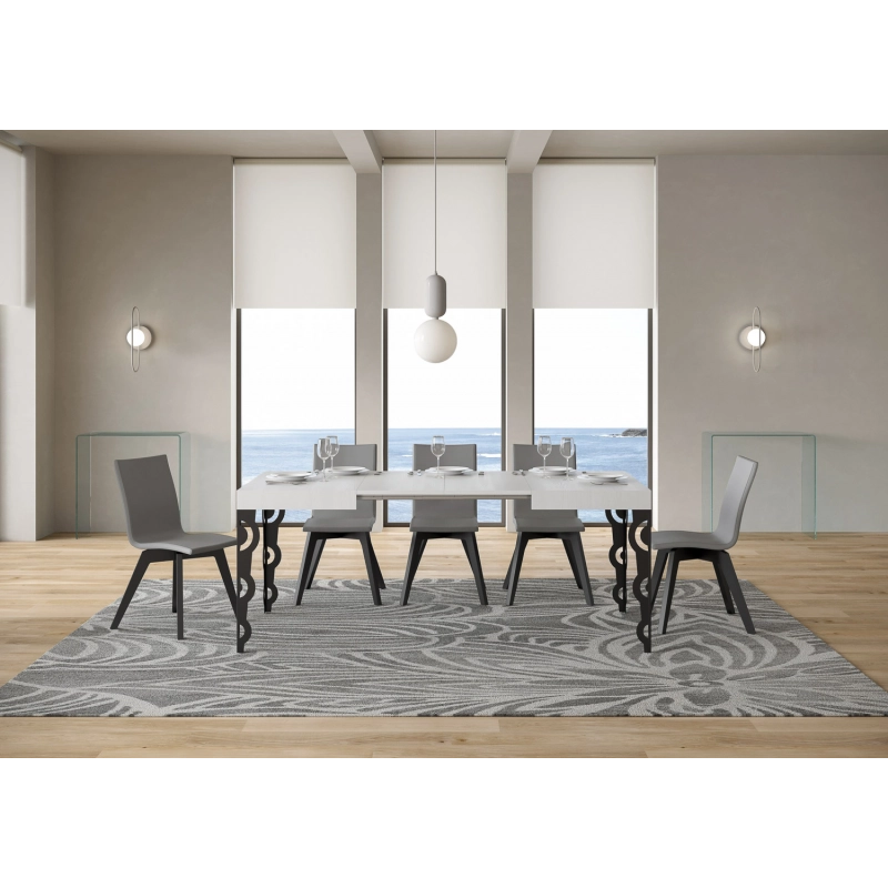 Tavolo allungabile 70x110/194 cm Karamay telaio Antracite - Bianco Frassino