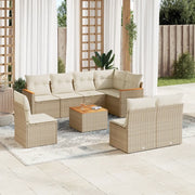 Set Divano da Giardino 9 pz con Cuscini Beige in Polyrattan 3258453