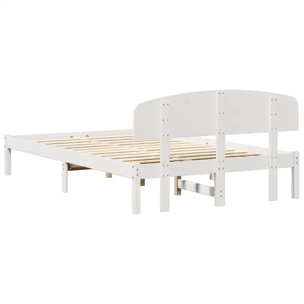 Struttura del letto Bianco 140 x 190 cm Pino massello 872069