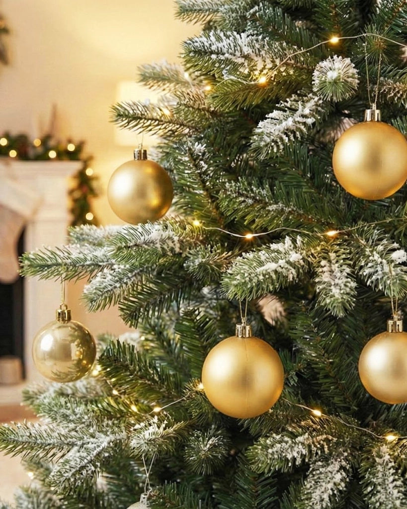 Set di 60 palline di Natale in plastica Decorazioni da appendere Ornamenti natalizi Albero di Natale Stile moderno e glamour Oro