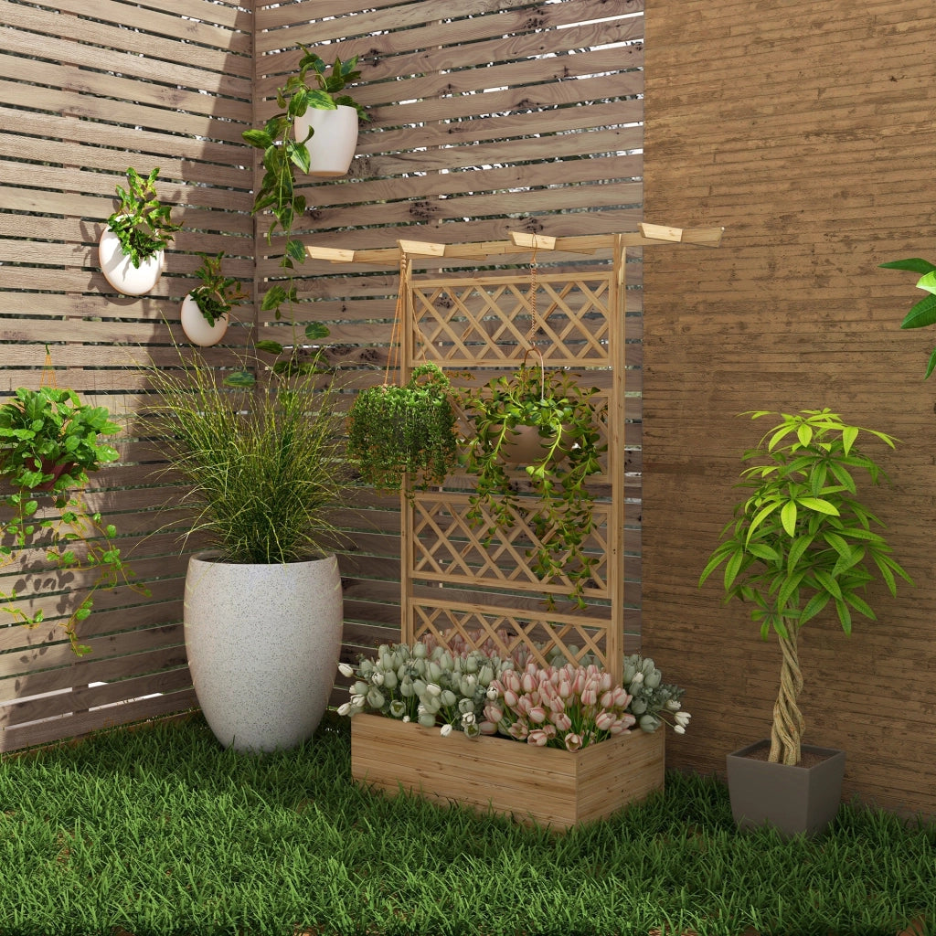 Letto per Orto con Traliccio e Pergola 160x55x183 cm in Legno Naturale