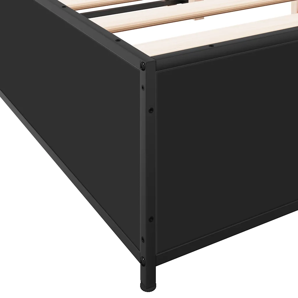 Letto matrimoniale | Letto per adulti | Giroletto Nero 120x190 cm in Legno Multistrato e Metallo