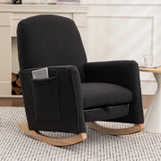 Sedia a dondolo con poggiapiedi 67x126x98 cm; con braccioli e struttura in legno; grigio scuro