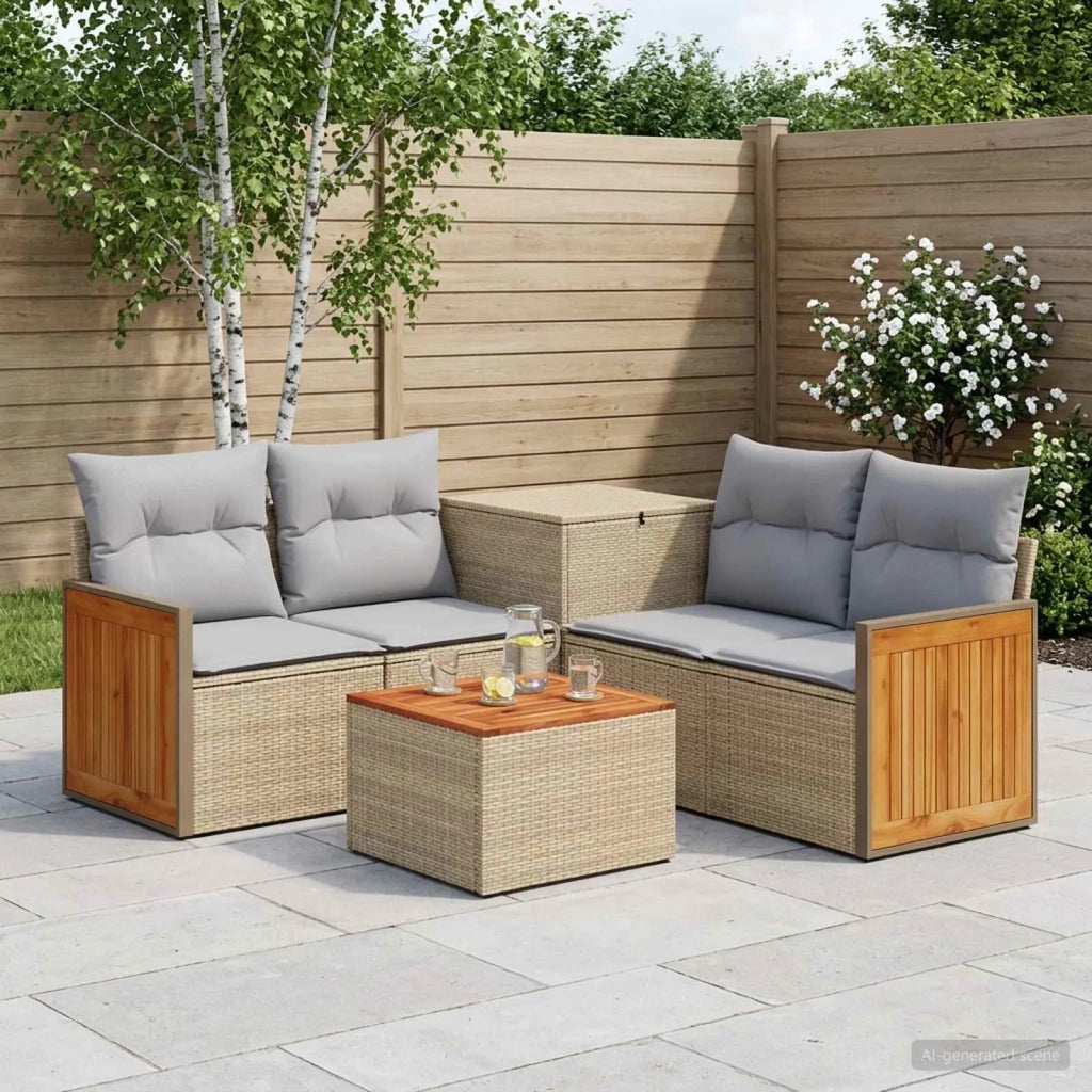 Set di divani 6 pz Beige e Grigio Chiaro 3447727