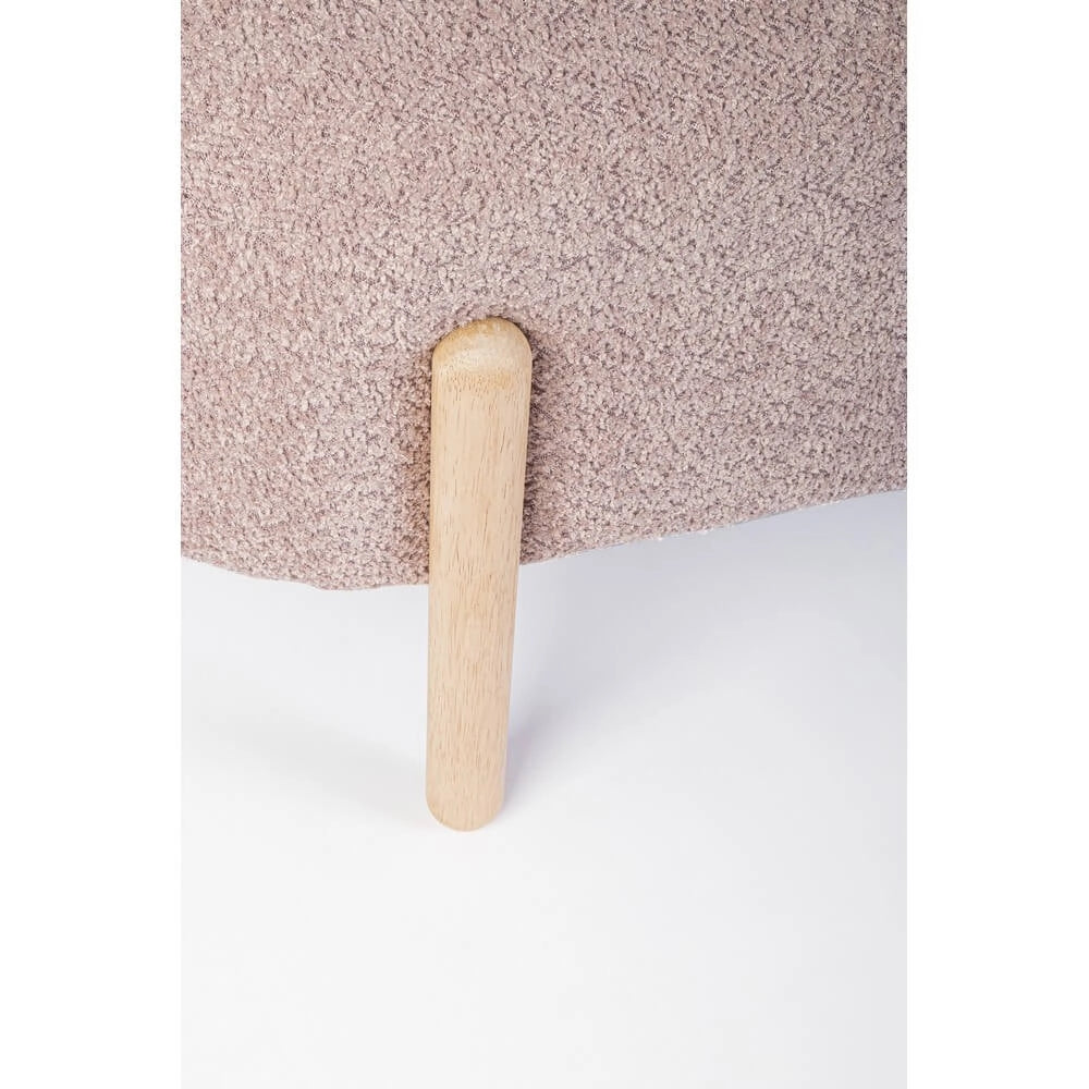 Panca imbottita effetto bouclé con gambe in legno naturale - SIENNA