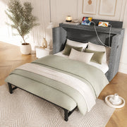 Letto armadio 140 x 200 con cassetto, USB e Type-C, grigio