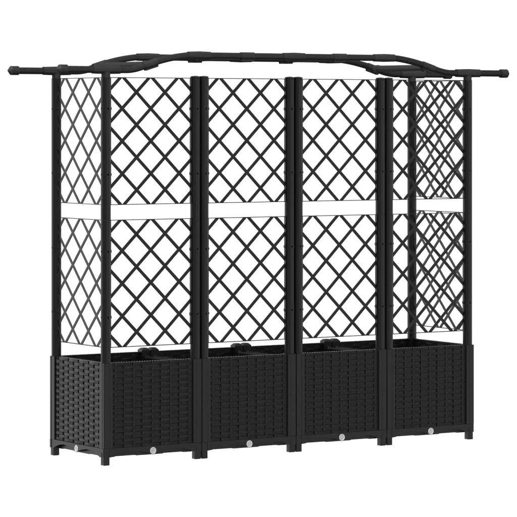 Letto Rialzato con Griglia e Tetto Nero 204 x 40 x 141 cm PP