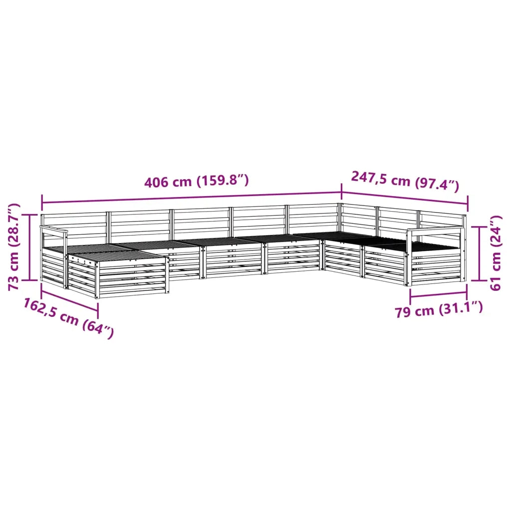 Set divani 8 pcs Naturale Legno di Acacia Massello 3373924