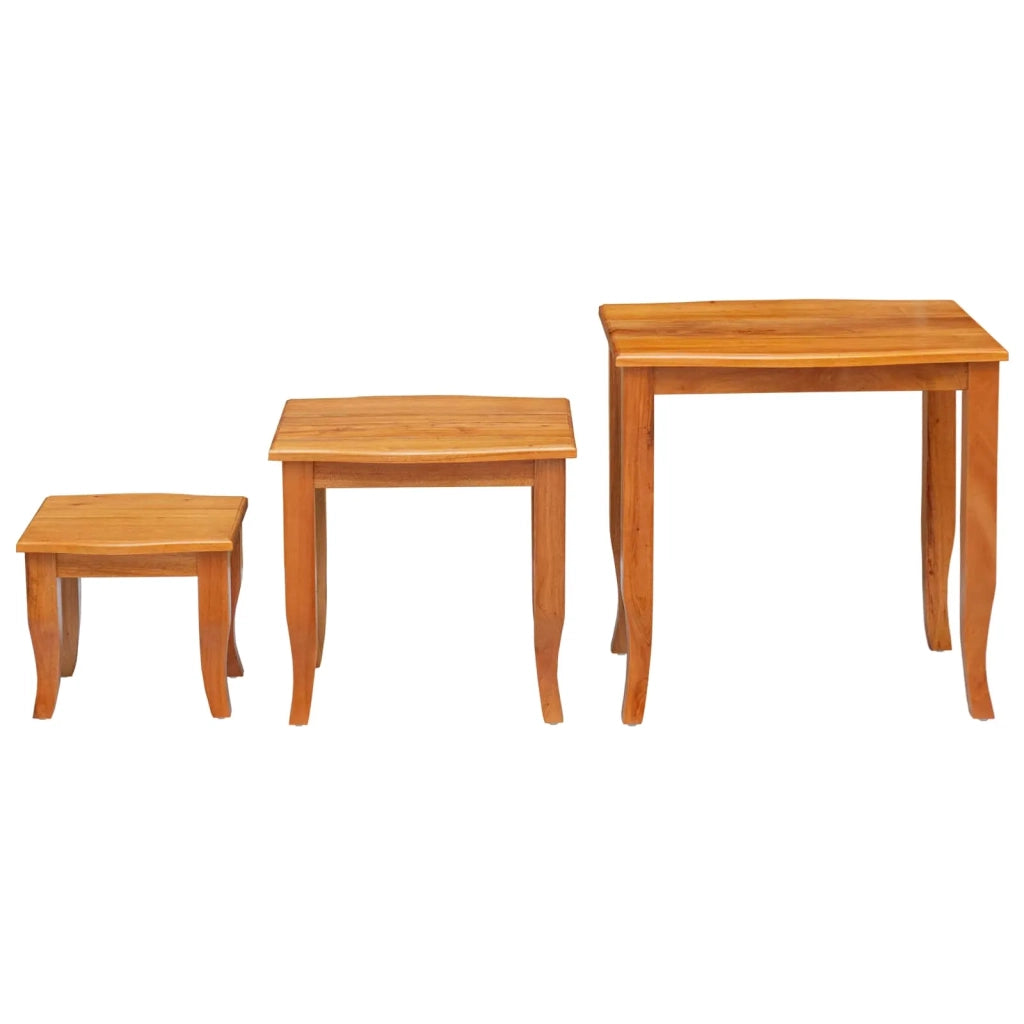 Tavolini Nesting 3 pcs Naturale Legno di Mogano Massello