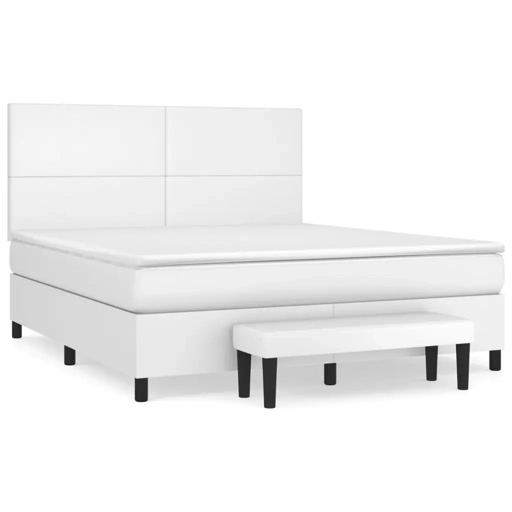 Giroletto a Molle con Materasso Bianco 160x200 cm in Similpelle