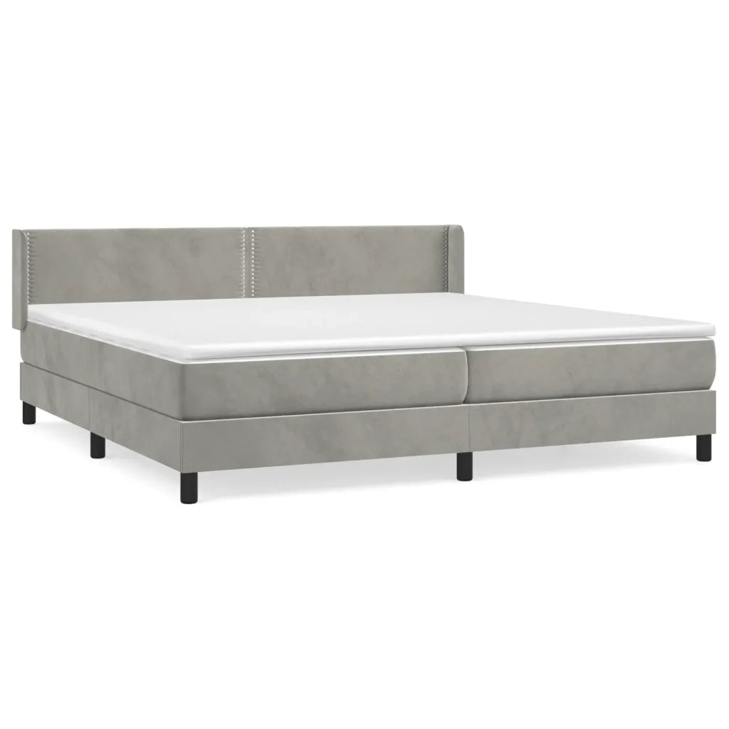 Giroletto a Molle con Materasso Grigio Chiaro 200x200cm Velluto 3130919