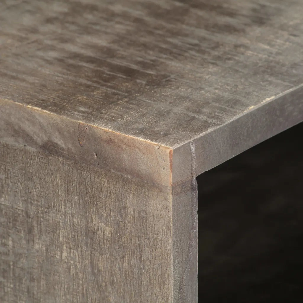 Mobile TV Grigio 130x30x46 cm in Legno Massello di Mango Grezzo 282743