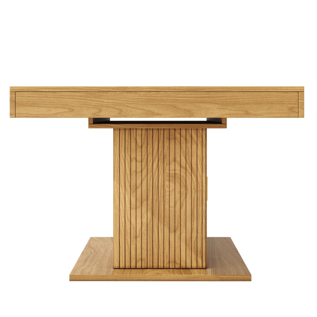 Tavolo da pranzo allungabile 140-180 cm in MDF e metallo con contenitore integrato