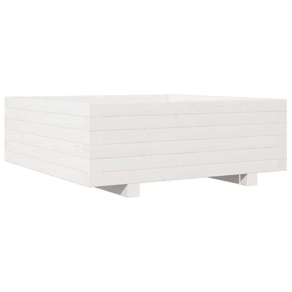 Fioriera da Giardino-Vaso da Esterno Bianca 70x70x26,5cm Legno Massello di Pino
