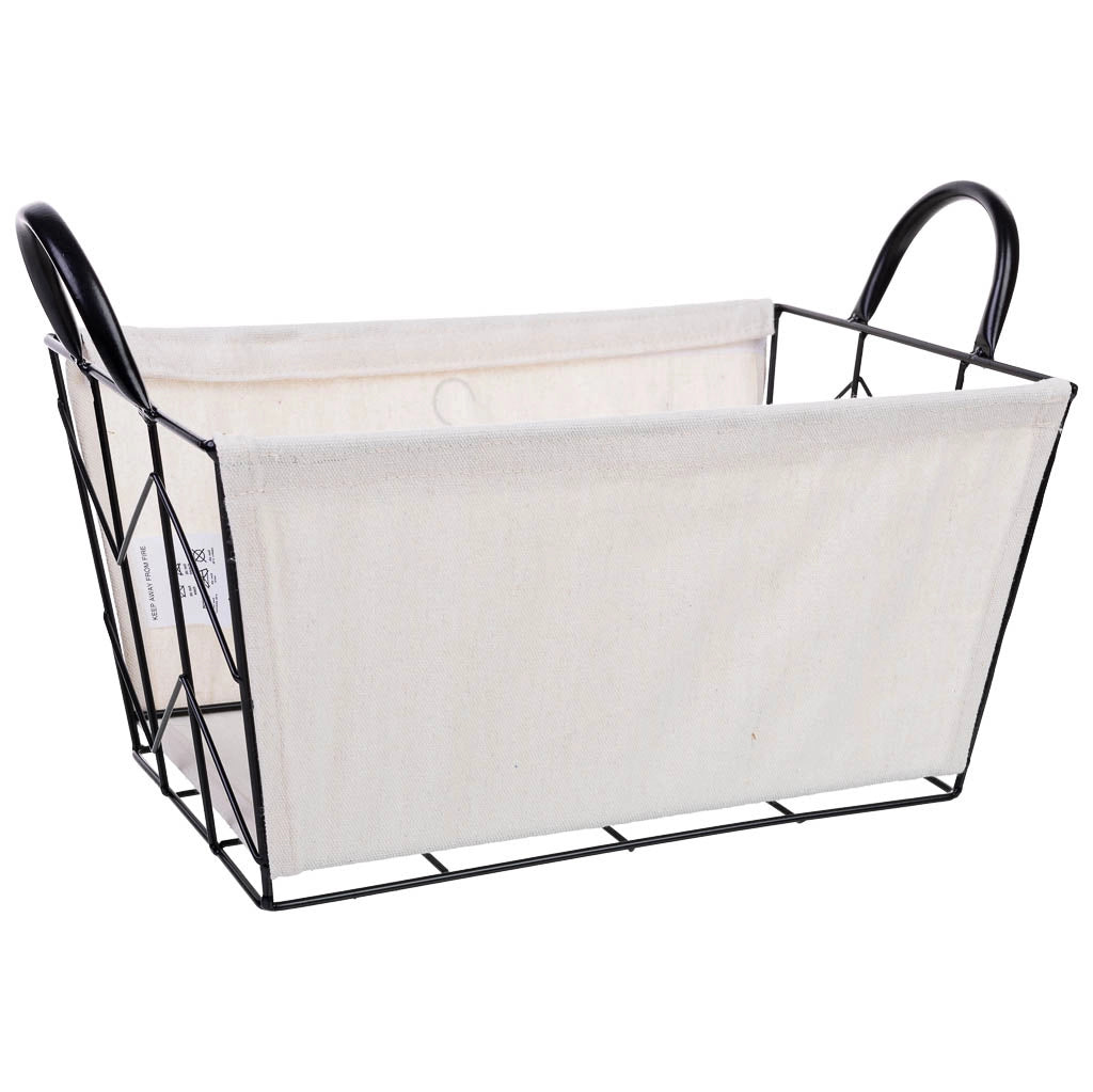 Cesto di stoccaggio in metallo e tessuto 35x23x18/25