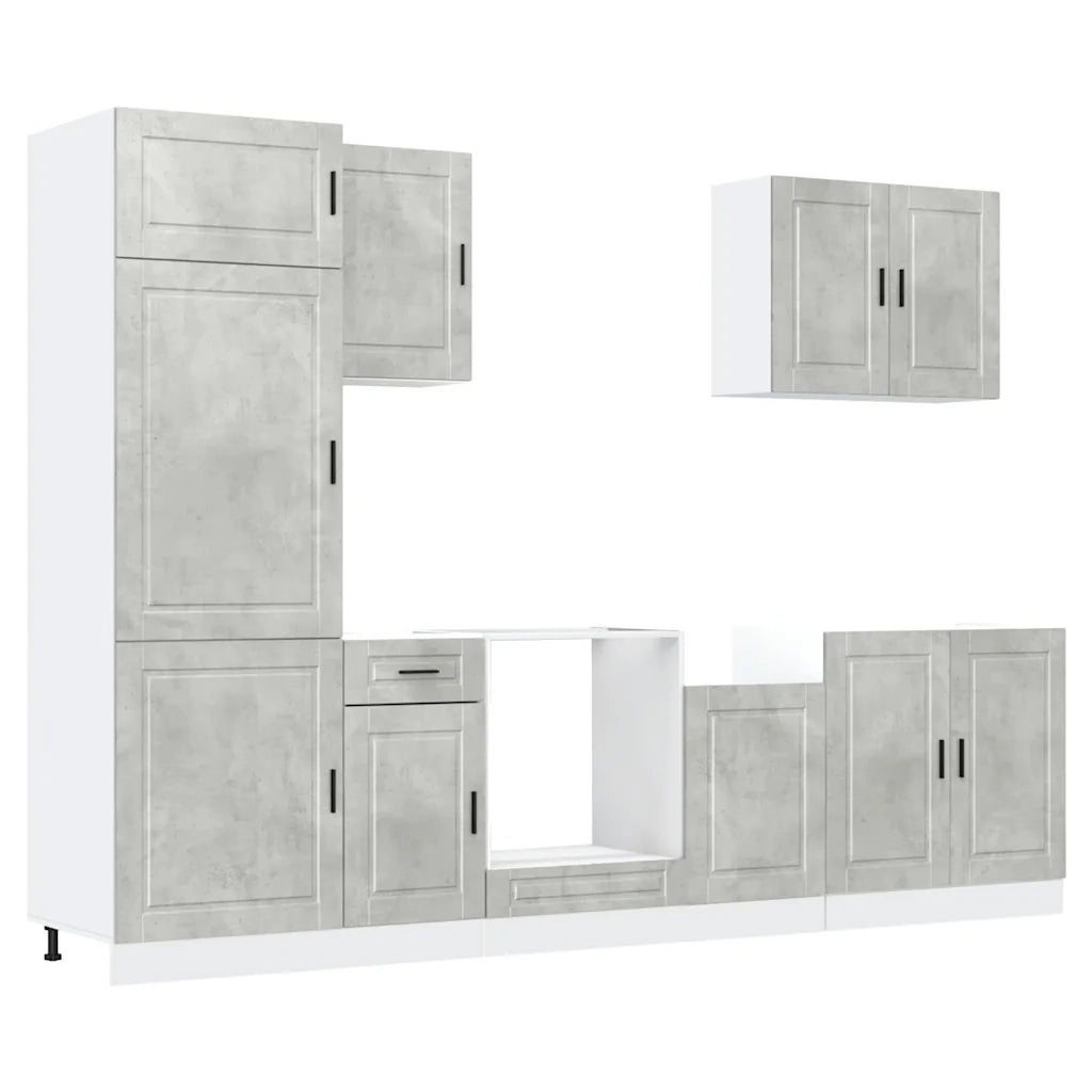 Set Mobili da Cucina 7 pz Porto Grigio Cemento in Truciolato 3314785