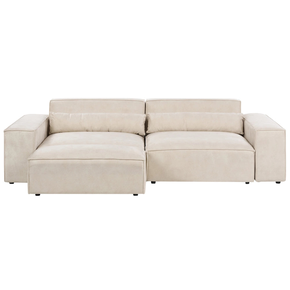 Divano modulare a 2 posti con ottomana Divano componibile in velluto beige con gambe nere Soggiorno moderno