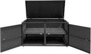 Baule Contenitore da 335 L, con Coperchio e 2 Ripiani, Contenitore da Giardino con Telaio in Acciaio, Baule Cassapanca per Attrezzi e Giocattoli, per Interno ed Esterno (Nero)