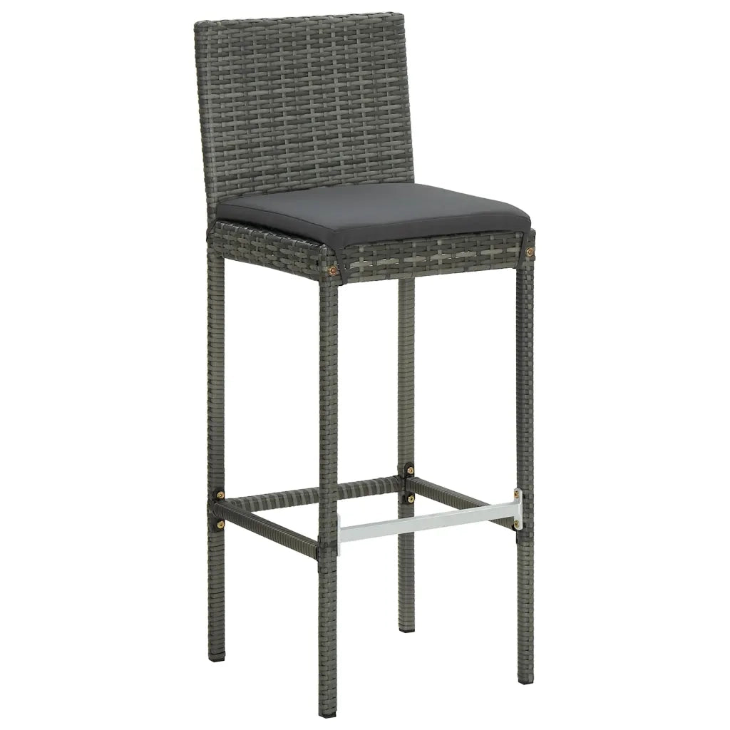 Set Bar da Giardino 7 pz con Cuscini in Polyrattan Grigio 3064799