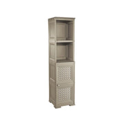 MOBILE 4 MODULI 40X43X164 CM TAUPE CON ANTE TRAFORATE E 2 VANI A GIORNO – LIBRERIA CONTENITORE VERTICALE DESIGN PER ZONA LIVING