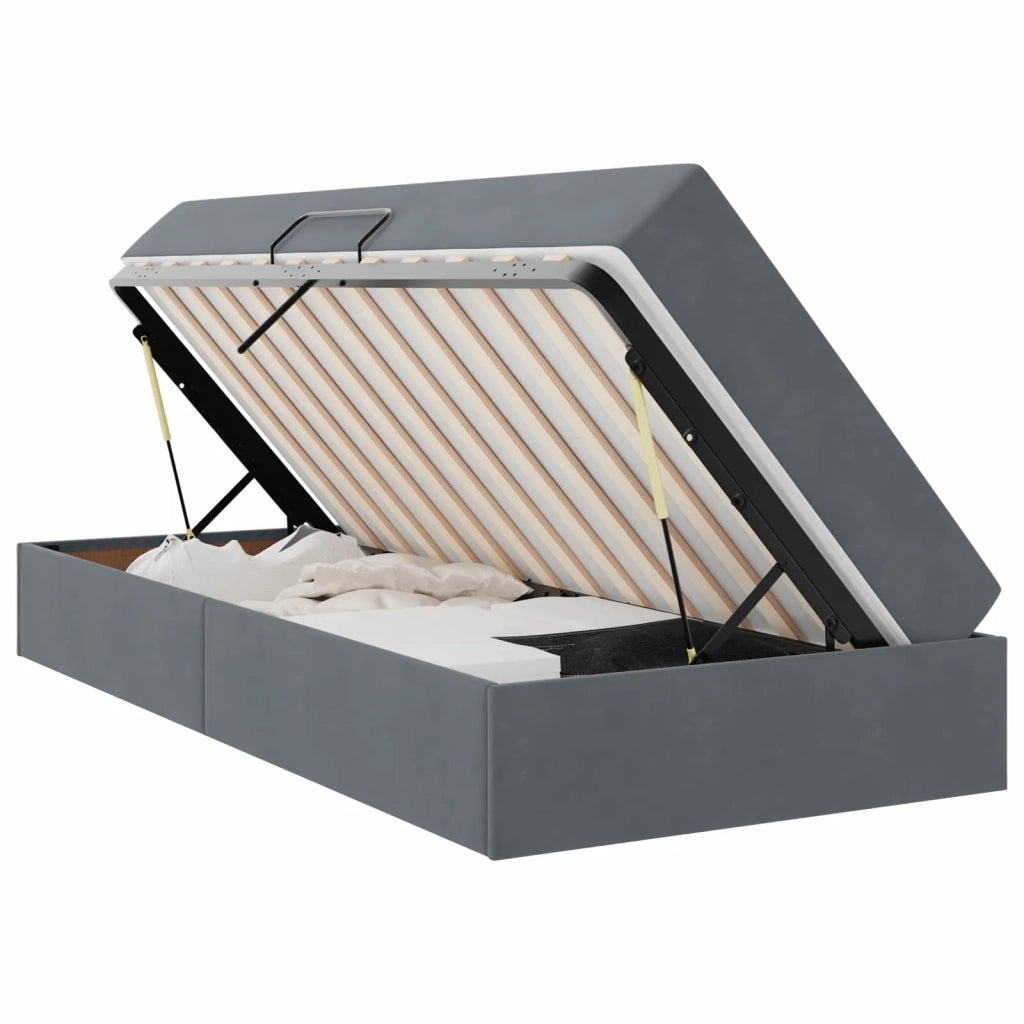 Letto con contenitore e materasso Grigio scuro 90 x 200 cm
