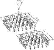 2 pacchetto di asciugacapelli in acciaio inossidabile per attaccapanni, appendi calze, appendi calze, carosello per la stesa di appendi calze, asciugacapelli per capi intimi con 30 clip per il bucato.