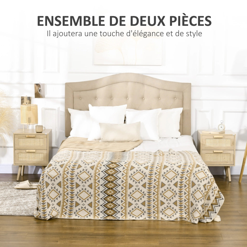 Tavolino da notte con cassetti ¨C zephmum ¨C naturale 40x40x56 cm