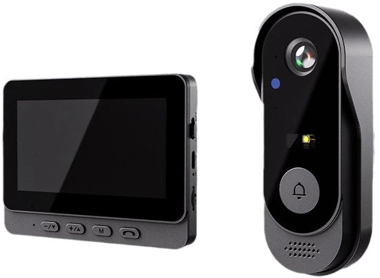Campana di allarme con telecamera a video HD 1080P, audio bidirezionale, angolo di visione 170°, schermo da 4,3 pollici, impermeabile IPX54 per esterni, campana di allarme a video senza abbonamento, senza app, senza connessione Wi-Fi