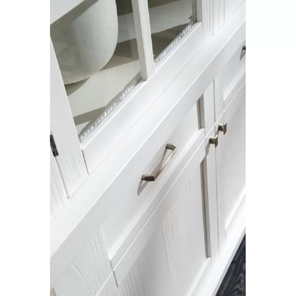 Cristalliera shabby in legno massello 4 ante 2 cassetti bianco opaco l.120 p.45 h.198 - Mobili 2G