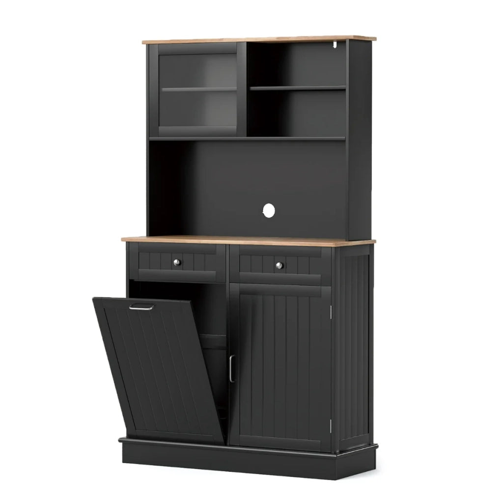 Mobiletto ribaltabile doppio 100 x 34 x 172 cm con moderno vano portaoggetti multifunzionale in MDF nero 20_0017483