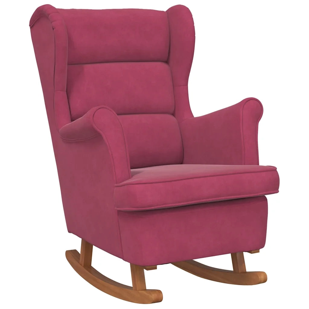 Sedia a dondolo con schienale alto in velluto rosso vino 329368