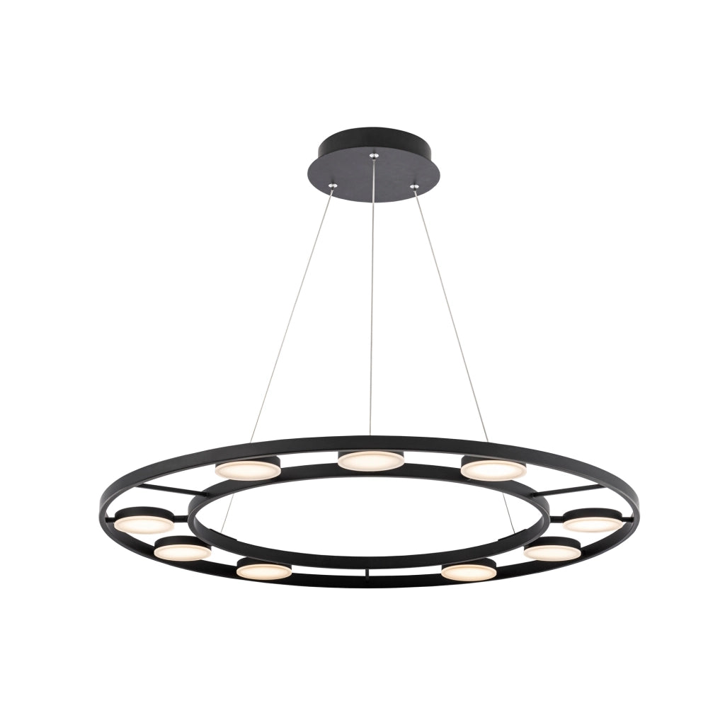 Maytoni Lampadario moderno Fad 9 luci LED integrato nero metallo diffusore acrilico