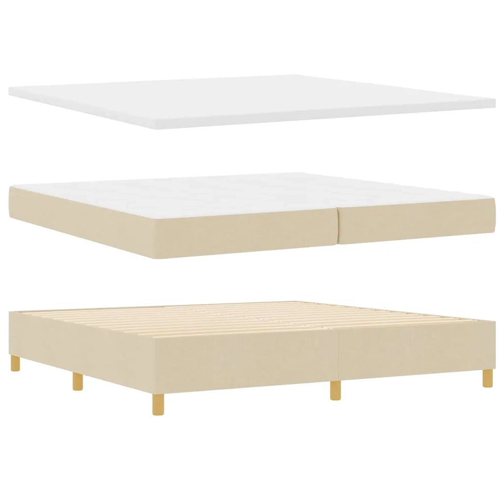 Letto a molle con materasso Crema 200 x 200 cm Tessuto 3340842