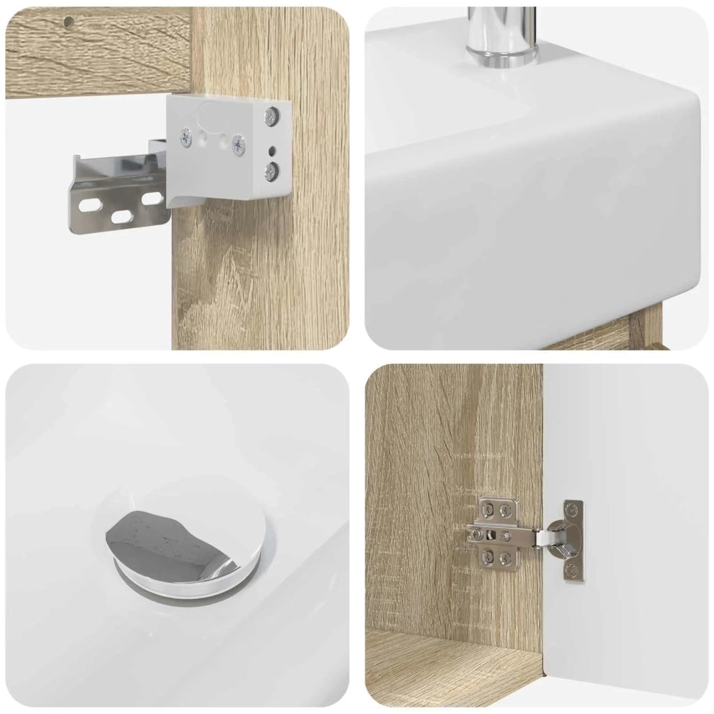 Mobile bagno con rubinetto Rovere Sonoma 45,5 x 25,5 x 84 cm 889493