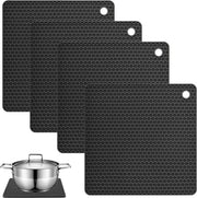 Set di 4 Sostegni per Piastra in Silicone - antiscivolo - 4 pezzi - nero - silicone - 18 x 18 cm