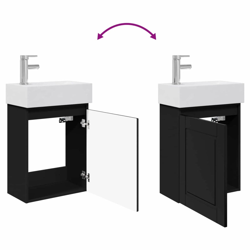 Mobile bagno con rubinetto Nero 45,5 x 22,5 x 84 cm 889502