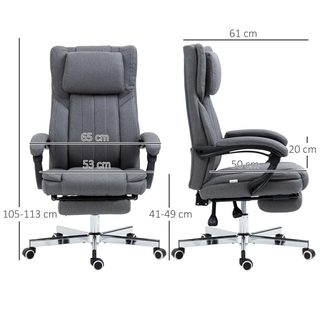 Sedia da ufficio girevole con schienale inclinabile e altezza regolabile ¨C zephmum ¨C grigio 65x61x105-113 cm